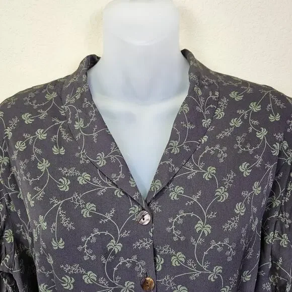 Sundance Womens 10 Silk Floral Maxi Dress Retro Botanical Palm Tree Belted Green - Picture 7 of 16